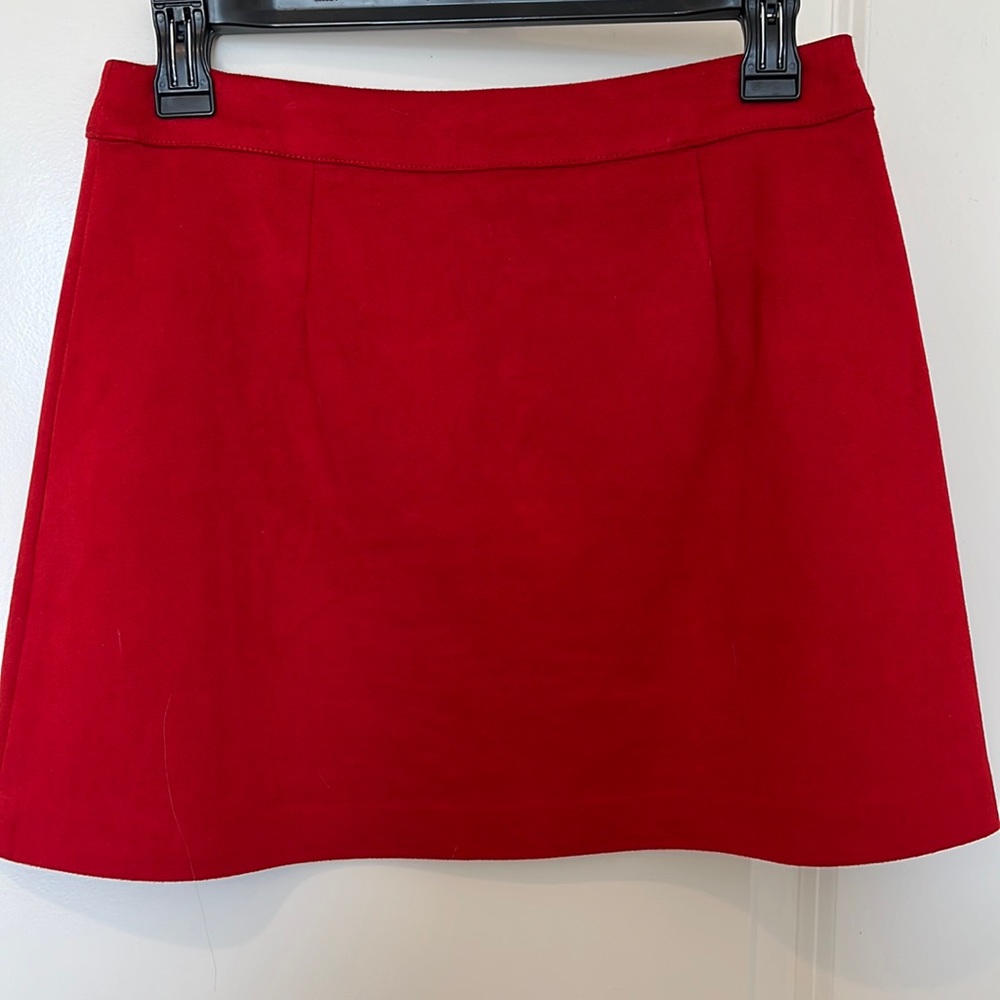 Red suede-like Zara mini a-line skirt (small)